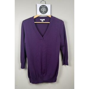 LOFT Women's V-Neck Purple Lightweight Sweater Size Large